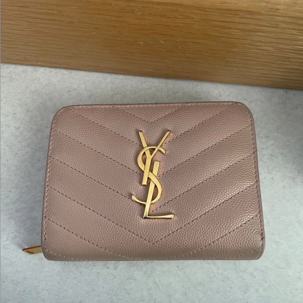 YSL Pink Gold Hardware Compact Wallet